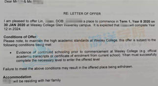 祝Cindy凭借aeas 72分高分获Wesley College录取